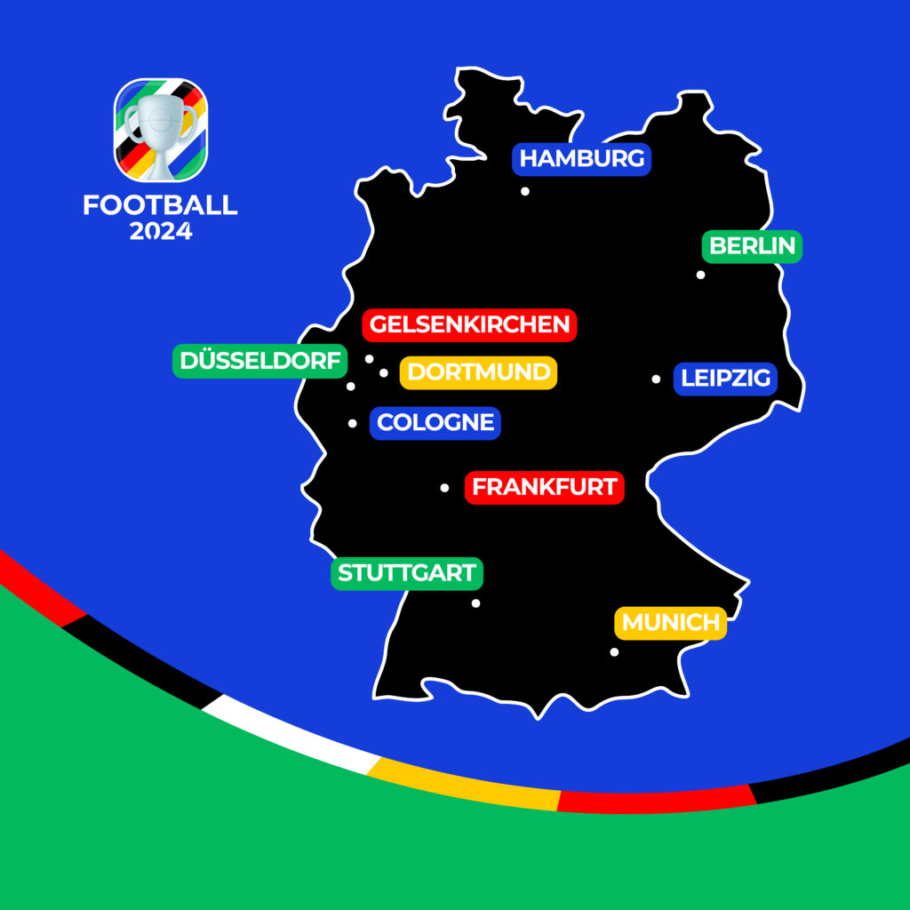 Die zehn Spielorte für die UEFA Fußballeuropameisterschaft 2024 (Copyright depositphotos.com)