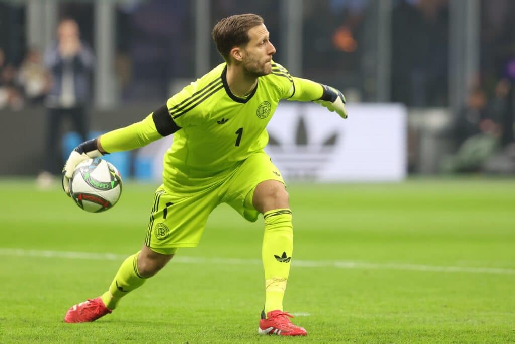 Mailand, Italien, 20.03.2025: Oliver Baumann aus Deutschland in Aktion während des Viertelfinalspiels der UEFA Nations League 2025 zwischen Italien und Deutschland im Giuseppe-Meazza-Stadion in Mailand.
